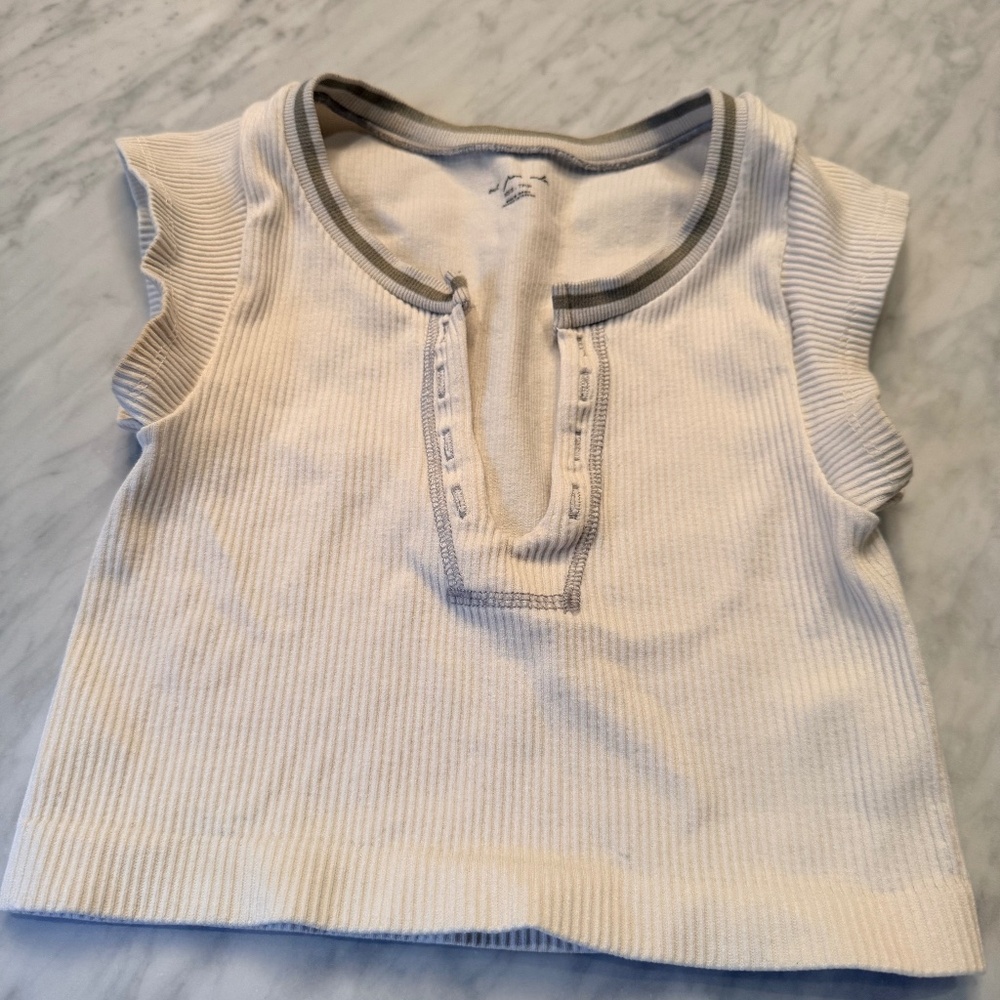 Urban Outfitters Cream Ribbed Crop Top